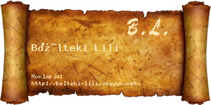 Bélteki Lili névjegykártya